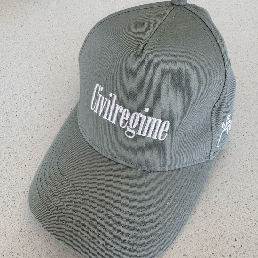 Civil Regime light sage green trucker hat cap